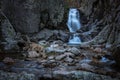 Famous waterfall of Purgatory located in the town of Rascafria in Guadarrama mountain range, Madrid, Spain