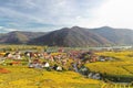 Weissenkirchen village with autumn vineyards in Wachau valley, Austria Royalty Free Stock Photo