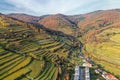 Weissenkirchen village with autumn vineyards in Wachau valley, Austria Royalty Free Stock Photo