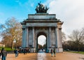 London, UK/Europe; 21/12/2019: The famous Wellington Arch or the Constitution Arch. Triumphal arch located in the south of Hyde
