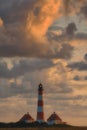 Famous Westerhever Lighthouse,North Frisia,Germany Royalty Free Stock Photo