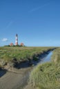 Famous Westerhever Lighthouse,North Frisia,Germany Royalty Free Stock Photo