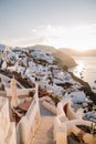 Famous white buildings of Oia town in Santorini