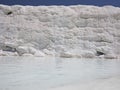 Famous white calcium travertines and pools in Pamukkale, Turkey.