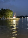 The famous white leaning Stupa in Koh Kret Thailand