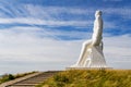 Famous white sculptures of Men at sea of Mennesket ved Havet in Esbjerg on the coast of Denmark. editorial