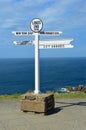 The famous sign post at land`s end, Cornwall, England Royalty Free Stock Photo