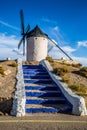 Famous windmills in Consuegra at sunset, province of Toledo, Castile-La Mancha, Spain Royalty Free Stock Photo