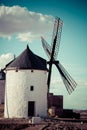 Famous windmills in Consuegra at sunset, province of Toledo, Castile-La Mancha, Spain Royalty Free Stock Photo