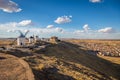 Famous windmills in Consuegra at sunset, province of Toledo, Castile-La Mancha, Spain Royalty Free Stock Photo