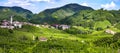 famous wine region in Treviso, Italy. Valdobbiadene hills and vineyards Royalty Free Stock Photo