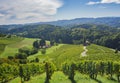 Famous Wine Road in the shape of a heart, a charming region on the border between Austria and Slovenia with green rolling hills, Royalty Free Stock Photo