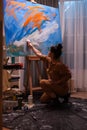 Impressionism painting in art studio
