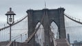 The famous and wonderful Brooklyn Bridge linking the boroughs of Manhattan and Brooklyn in New York City (USA