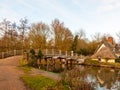 famous wooden bridge flatford mill suffolk river no people cottage Royalty Free Stock Photo