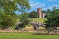 The Chinese Bridge and St. Mary Magdalene Church in Croome Park, Worcestershire, England.