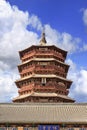 Famous wooden pagoda of Fogong Buddhist temple, Yingxian, China Royalty Free Stock Photo