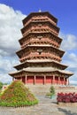 Famous wooden pagoda of Fogong Buddhist temple, Yingxian, China Royalty Free Stock Photo
