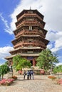 Famous wooden pagoda of Fogong Buddhist temple, Yingxian, China Royalty Free Stock Photo