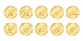 Famous world currencies in golden coin concept.