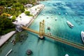 Famous yellow bridge Nusa Lembongan Nusa Ceningan Bali Indonesia Drone Royalty Free Stock Photo