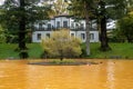 The famous yellow thermal pool in the Terra Nostra botanical garden at Furnas, Sao Miguel island, Azores, Portugal Royalty Free Stock Photo