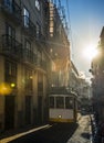 Famous yellow tram in lisbon, portugal