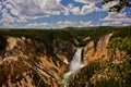 Famous Yellowstone waterfall in deep yellow canyon in one of the most beatiful national park of US Royalty Free Stock Photo