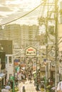 The famous Yuyakedandan stairs which means Dusk Steps at Nishi-Nippori in Tokyo. The landscape overlooking Yanaka Ginza from the Royalty Free Stock Photo