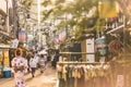 The famous Yuyakedandan stairs which means Dusk Steps at Nishi-Nippori in Tokyo lead to an old-fashionned shopping street of Royalty Free Stock Photo