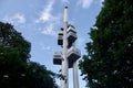 The famous Zizkov Television Tower, unique transmitter tower built in Prague between 1985 and 1992. The tower is an Royalty Free Stock Photo