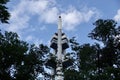 The famous Zizkov Television Tower, unique transmitter tower built in Prague between 1985 and 1992. The tower is an Royalty Free Stock Photo