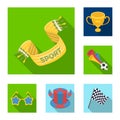 Fan and Attributes flat icons in set collection for design. Sports Fan vector symbol stock web illustration. Royalty Free Stock Photo