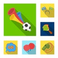 Fan and Attributes flat icons in set collection for design. Sports Fan vector symbol stock web illustration. Royalty Free Stock Photo