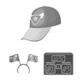Fan and Attributes monochrome icons in set collection for design. Sports Fan vector symbol stock web illustration. Royalty Free Stock Photo