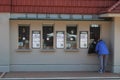 A fan buys tickets to a game at Wrigley Field, home of the Chicago Cubs. Royalty Free Stock Photo