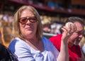 A fan caught a foul ball Royalty Free Stock Photo