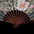 Fan with Chinese painting close-up. Royalty Free Stock Photo