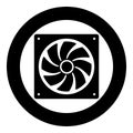 Fan for computer processor Cooler CPU cooling system Ventilator icon in circle round black color vector illustration flat style Royalty Free Stock Photo