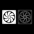 Fan for computer processor Cooler CPU cooling system Ventilator icon outline set white color vector illustration flat style image Royalty Free Stock Photo