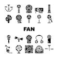 Fan Electronic Cooling Device Icons Set Vector