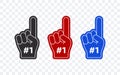 Fan Foam Fingers. Foam fingers with hashtags. Finger pointing up. Vector scalable graphics Royalty Free Stock Photo