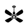 Fan icon illustration with propeller blades on black and white backgrounds Royalty Free Stock Photo