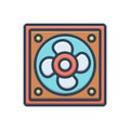 Color illustration icon for Fan, ventilator and air Royalty Free Stock Photo