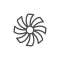 Fan line outline icon and wind equipment