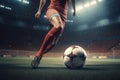 soccer goal competition football foot kick ball stadium game sport. Generative AI. Royalty Free Stock Photo