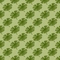 Fan palm leaves seamless pattern on. Vintage foliage of palmetto in engraving style