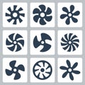 Fan propellers vector icons Royalty Free Stock Photo