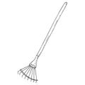 Fan rake with a long handle. Vector illustration garden tools. Hand drawn folding rake Royalty Free Stock Photo