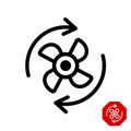 Fan rotation direction icon.